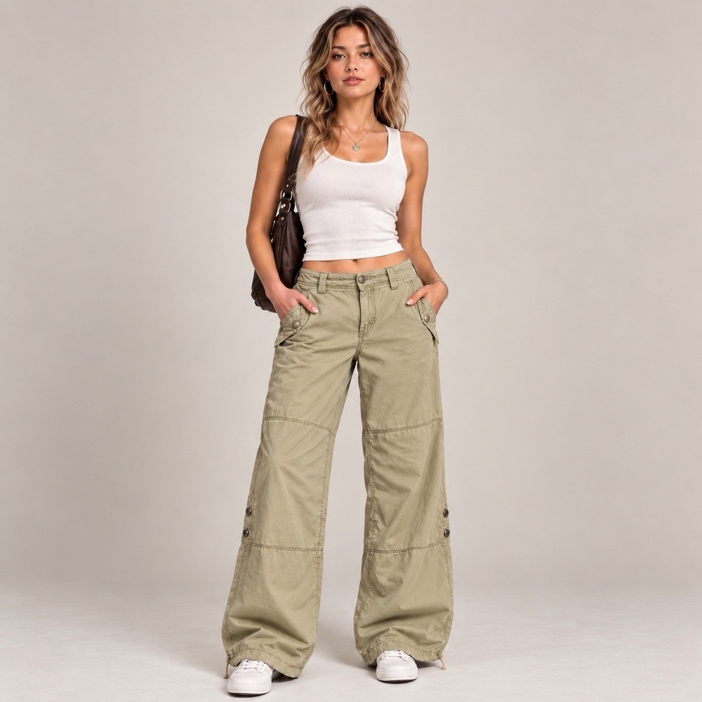 Vtg Y2K American Eagle Cargo Pants Convertible 16 Long Tan Low Rise Baggy Skater